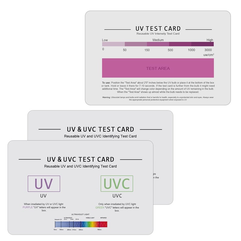 SaiTech IT | UV & UVC Test Card & UV Intensity Test Card | 3-in-1 UV Test Card | UVA & UVC Light Identifying Card | UV Bulb & LED Intensity Reading Card | UV Dosage Indicator Card | UVB Tester-2 Pack - Image 1